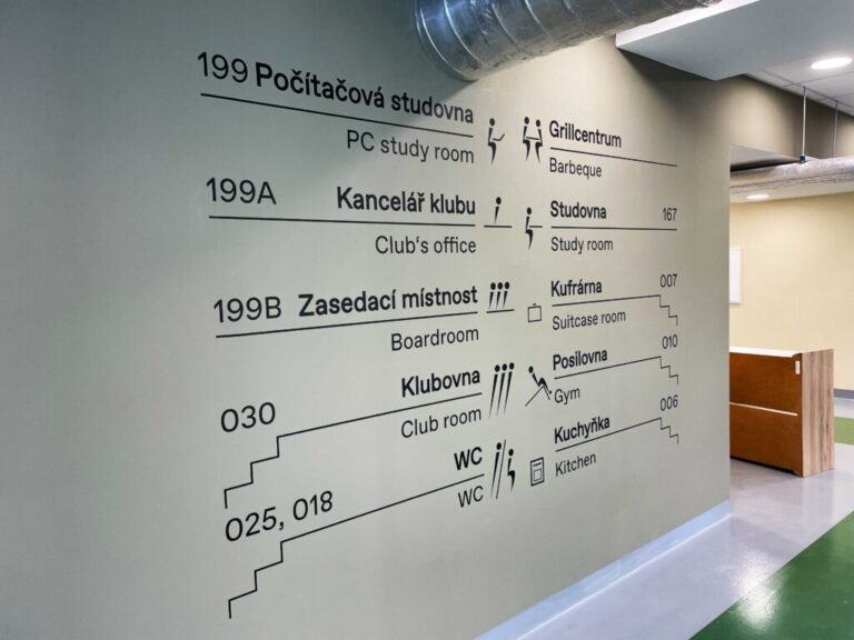 Ukázka realizace: ČVUT kolej Bubeneč – Polep skel a desek