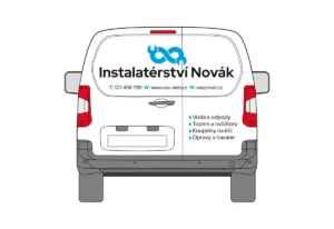 Instalatér - malá dodávka - střední polep - pohled zezadu