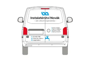 Instalatér - střední dodávka - střední polep - pohled zezadu