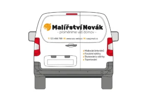 Malíř - malá dodávka - střední polep - pohled zezadu