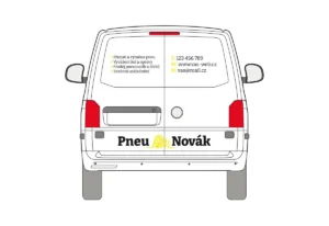 Pneuservis - střední dodávka - malý polep - pohled zezadu