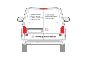 Hodinový manžel - střední dodávka - malý polep - pohled zezadu