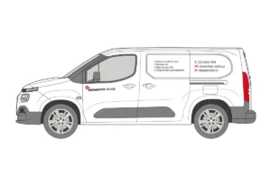 Autoservis - malá dodávka - malý polep - pohled zleva
