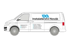 Instalatér - střední dodávka - střední polep - pohled zleva