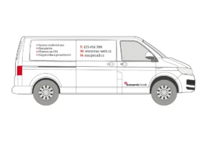 Autoservis - střední dodávka - malý polep - pohled zprava