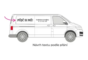 Dodávka k pronájmu - střední dodávka - střední polep - pohled zprava