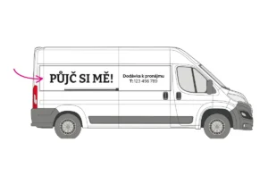 Dodávka k pronájmu - velká dodávka - střední polep - pohled zprava
