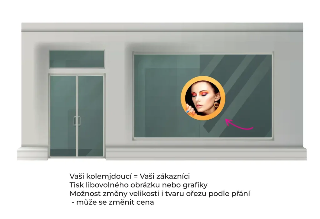 Polep tištěný na výlohu - průměr 100 cm - produktový náhled