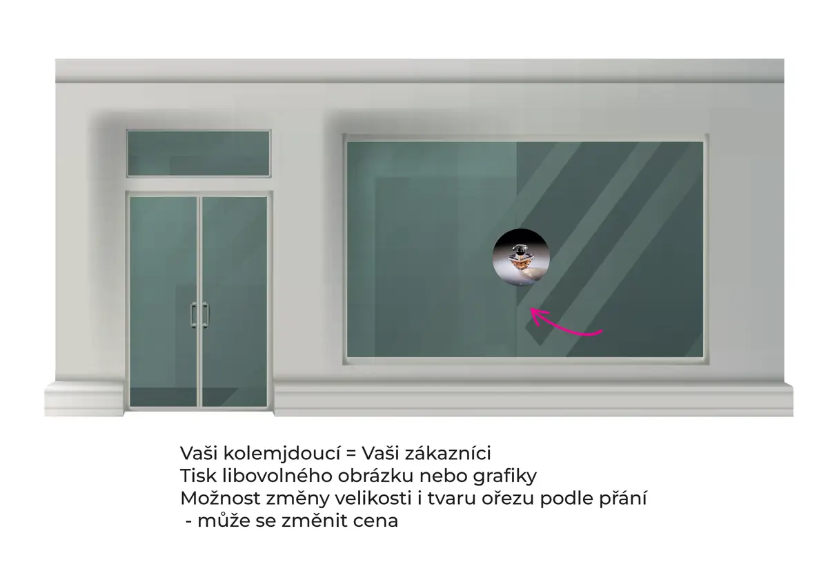 Polep tištěný na výlohu - průměr 50 cm - produktový náhled