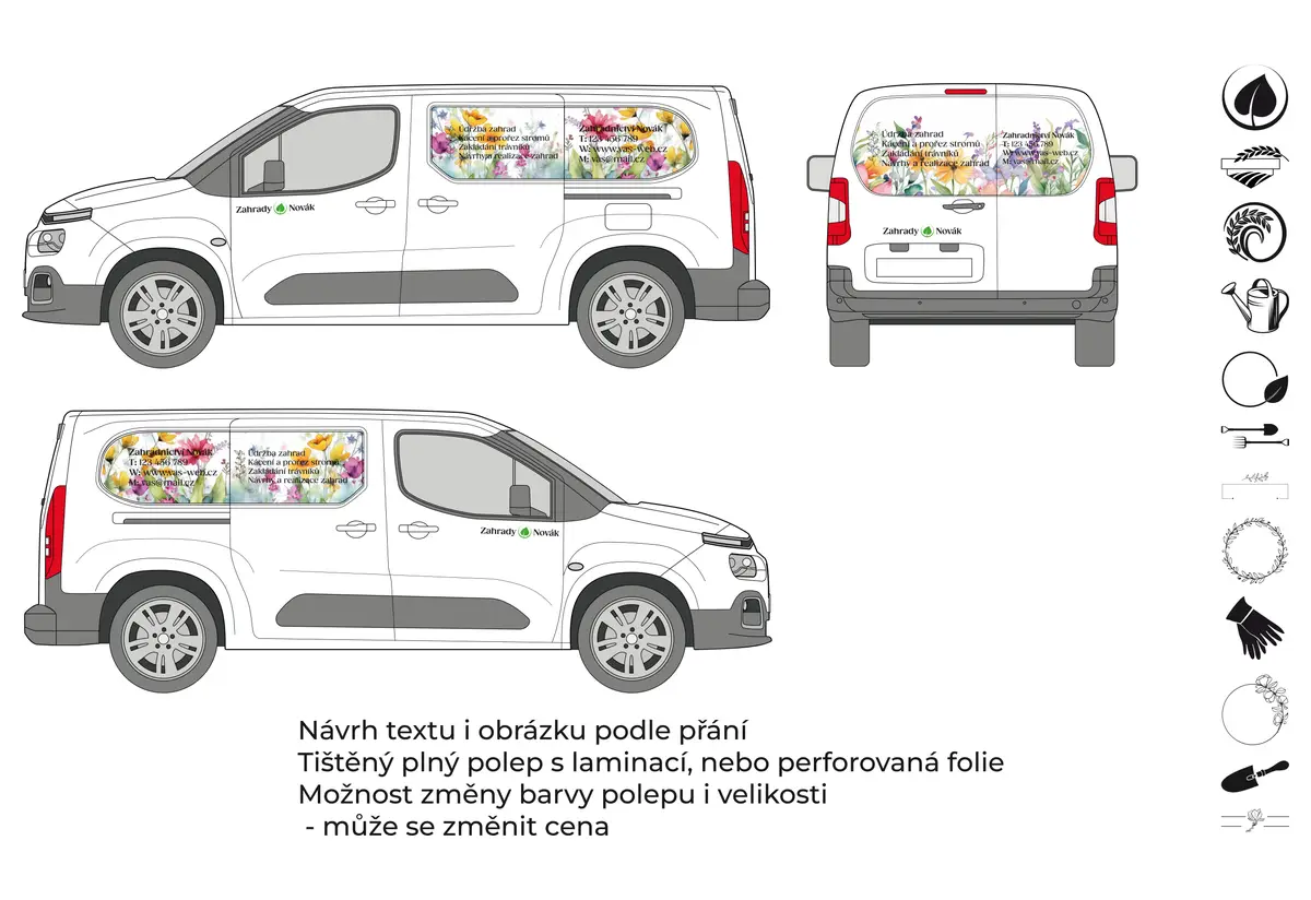 Náhled produktu: Zahradník - malá dodávka - tištěné prolisy + řezaná loga – fotografie 1