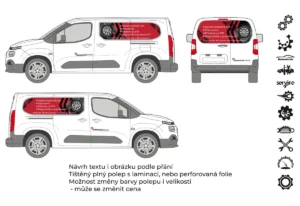 Autoservis - malá dodávka - tištěné prolisy + řezaná loga - společný náhled