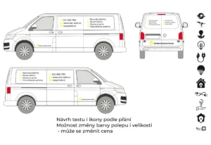 Elektrikář - střední dodávka - malý polep - společný náhled