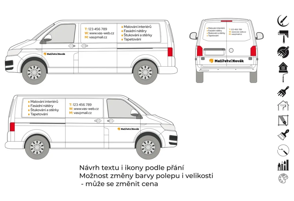 Malíř - střední dodávka - malý polep - společný náhled
