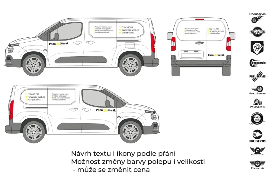 Pneuservis - malá dodávka - malý polep - společný náhled