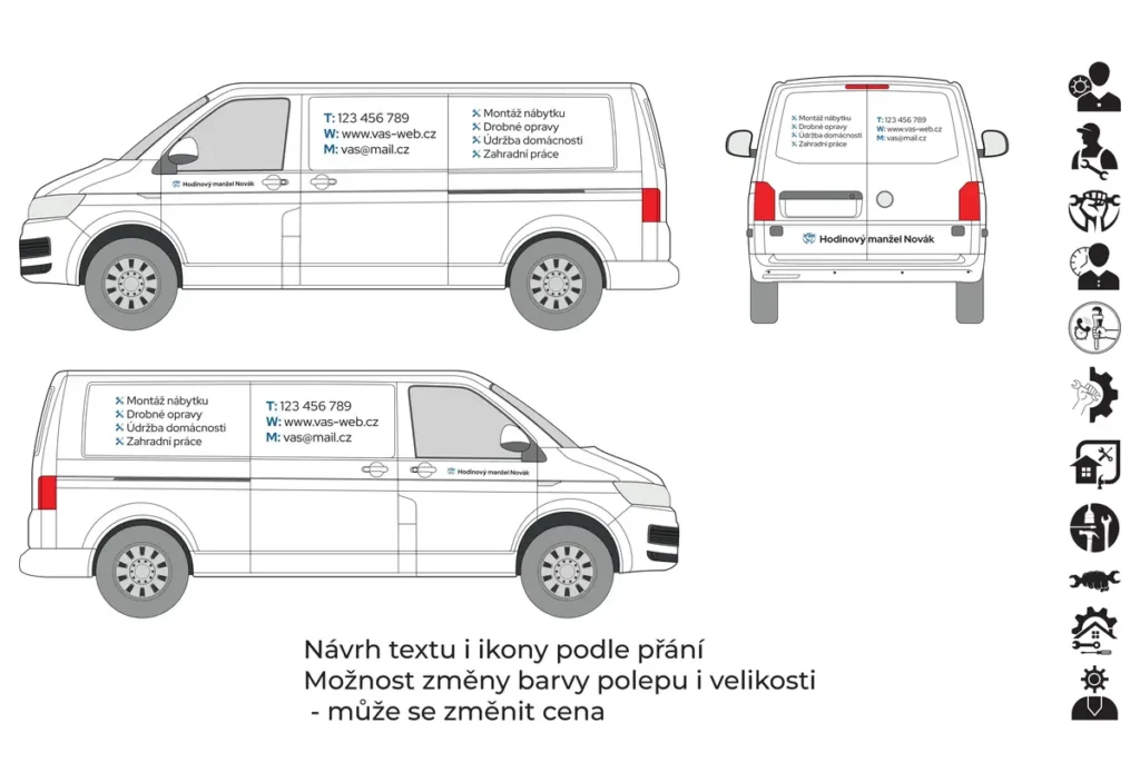 Hodinový manžel - střední dodávka - malý polep - společný náhled