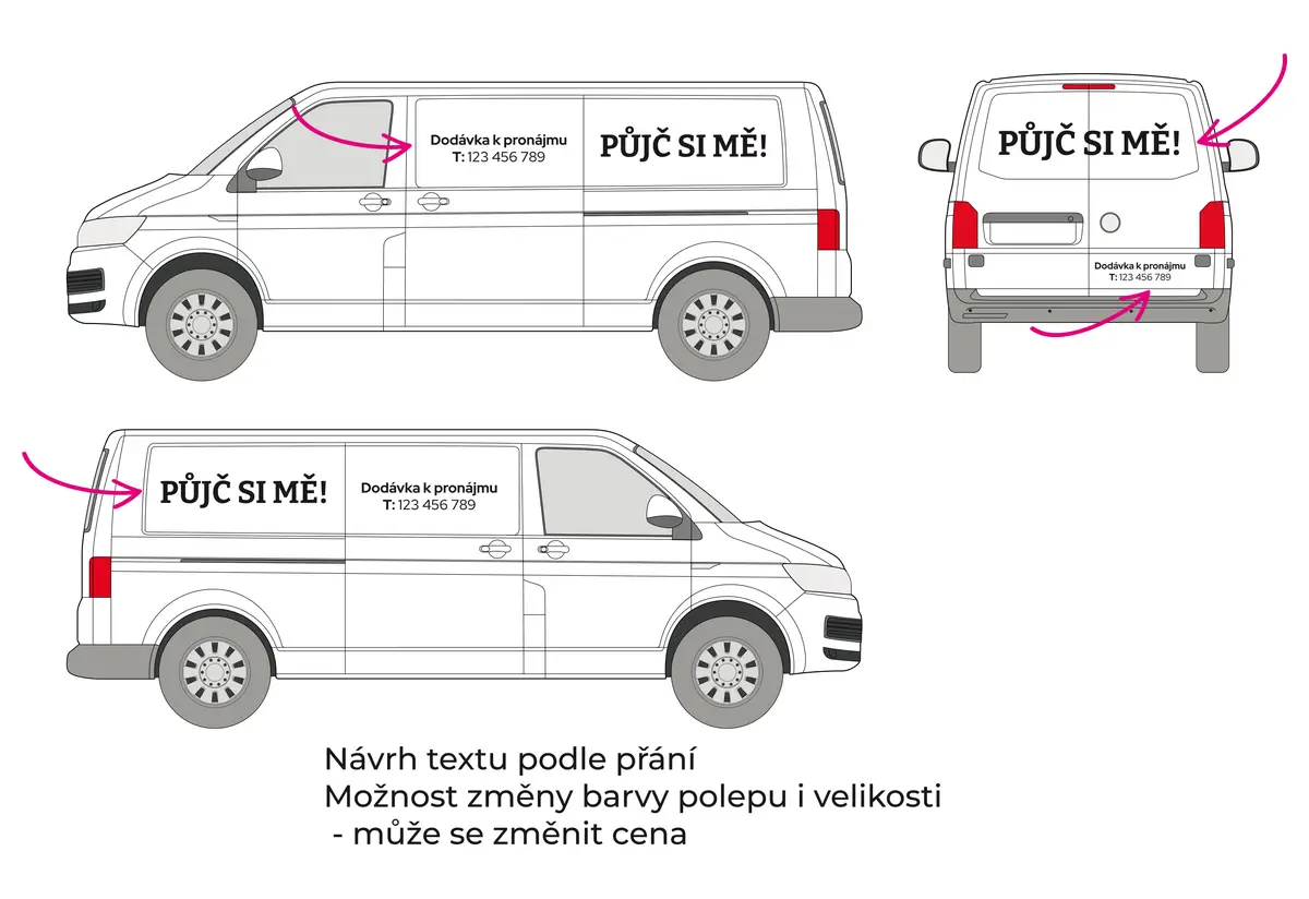 Dodávka k pronájmu - střední dodávka - střední polep - společný náhled