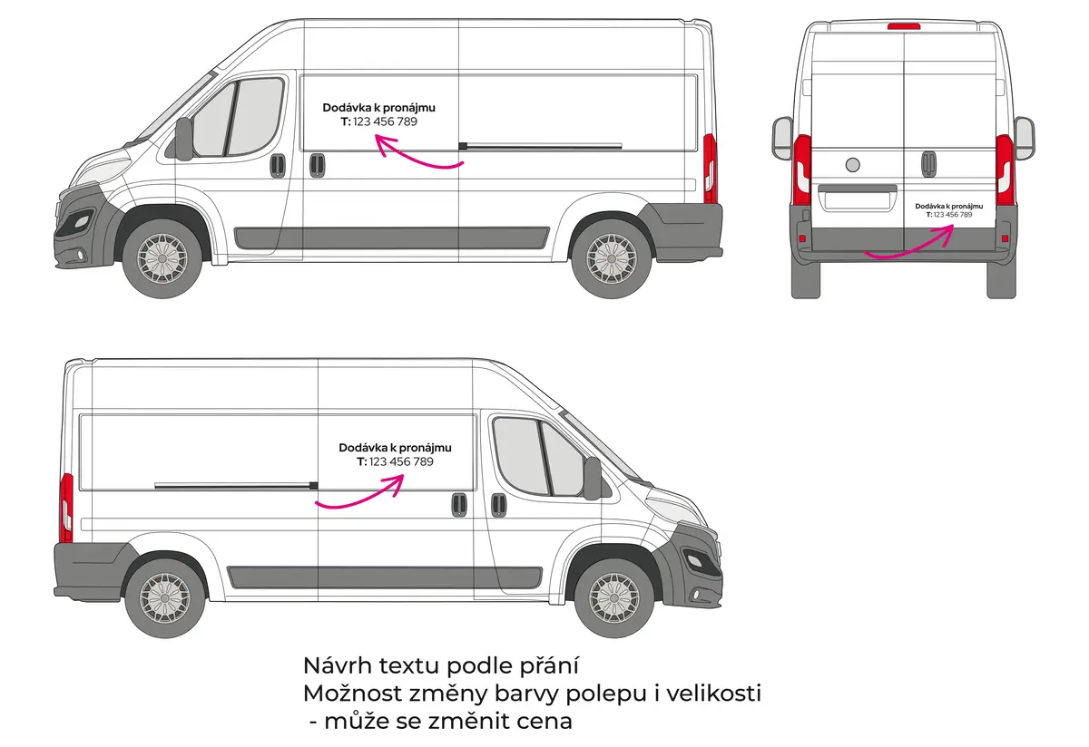 Dodávka k pronájmu - velká dodávka - malý polep - společný náhled