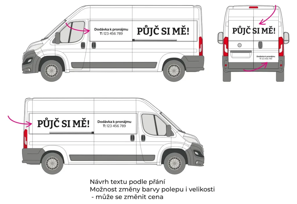 Dodávka k pronájmu - velká dodávka - střední polep - společný náhled