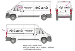 Dodávka k pronájmu - velká dodávka - střední polep - společný náhled
