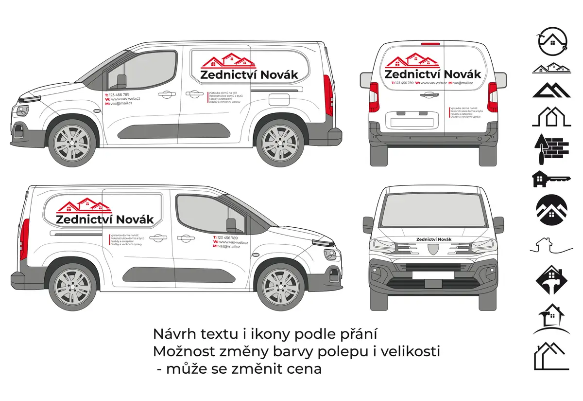 Náhled produktu: Zedník - malá dodávka - střední polep – fotografie 1