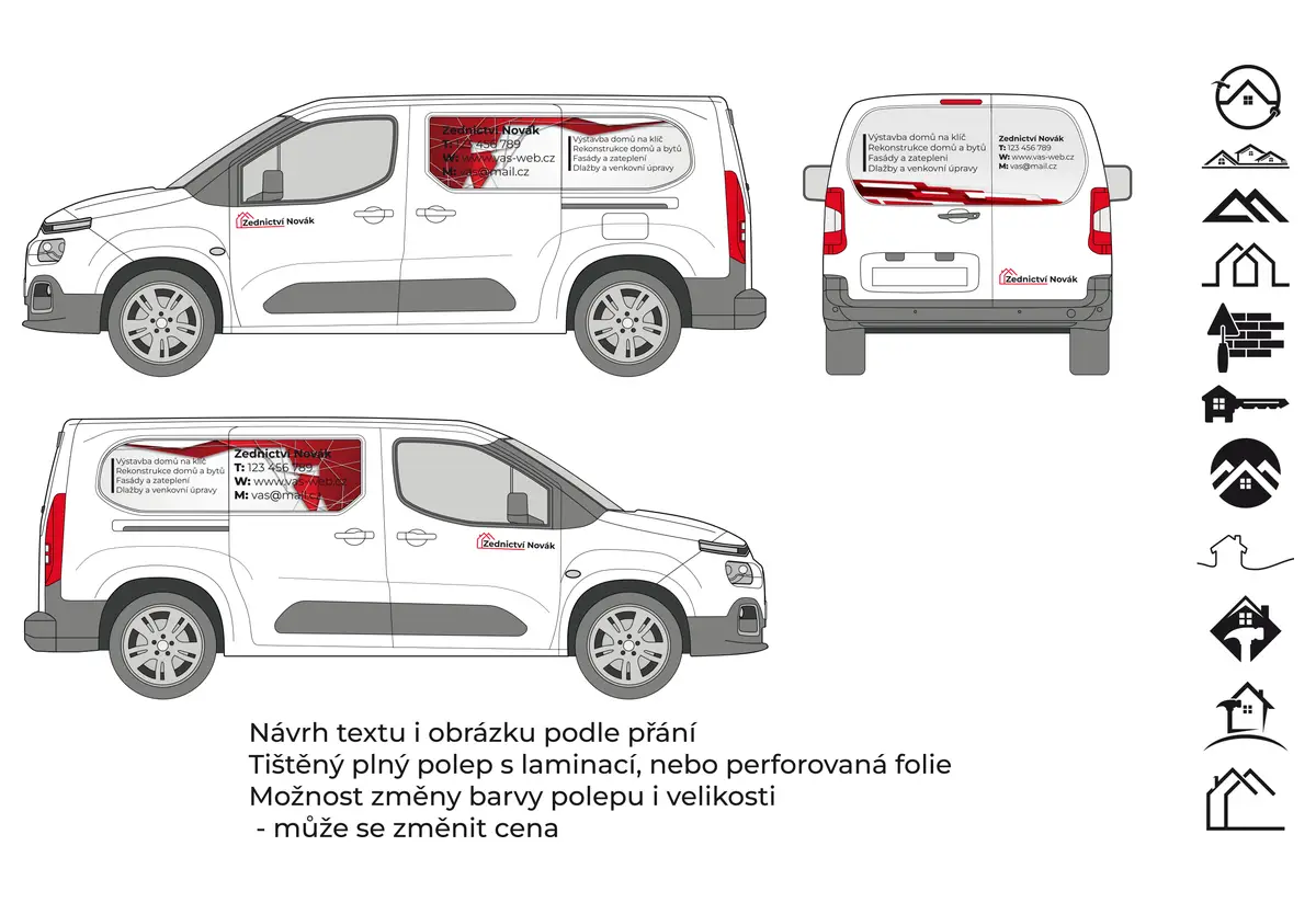 Náhled produktu: Zedník - malá dodávka - tištěné prolisy + řezaná loga – fotografie 1